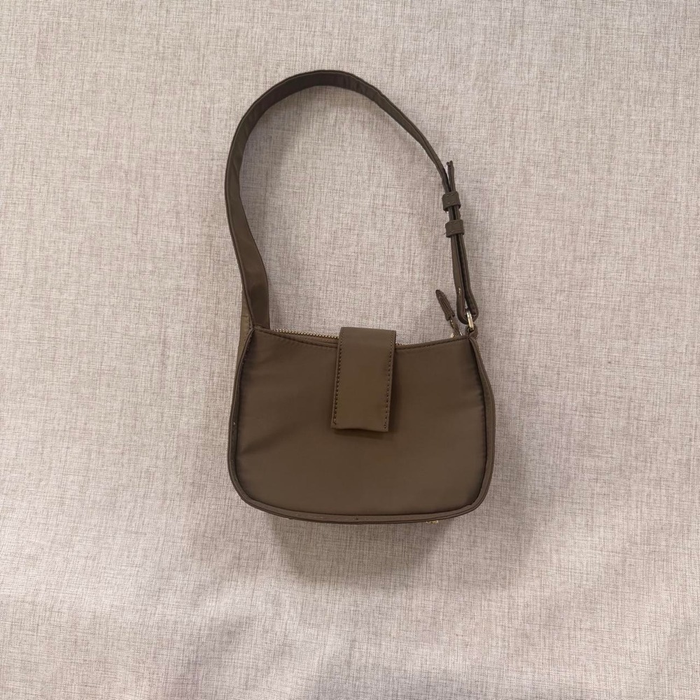 Zara 90's Minimalism CBK mini baguette nylon shoulder bag olive green fall